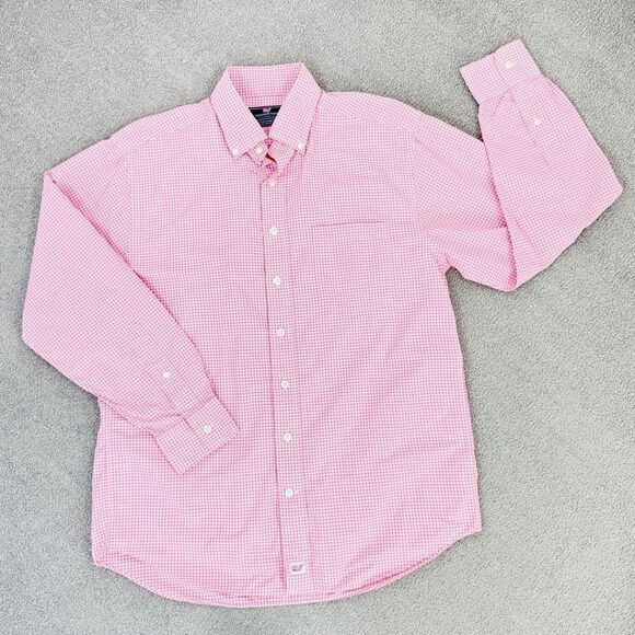Vineyard Vines Performance Classic Fit Murray Shirt Gingham Check Pink White - Picture 10 of 11